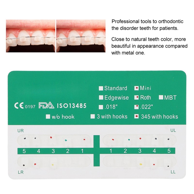 20pcs Dental Orthodontics Brackets Ceramic Roth 0.22 3-4-5 Hooks Teeth