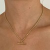 Charm Necklace 14k Gold T Bar Necklace Dainty Gold Paperclip