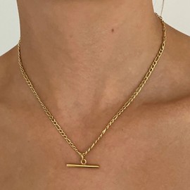Charm Necklace 14k Gold T Bar Necklace Dainty Gold Paperclip Chunky Gold Necklace Gold Necklace Stacker Clasp Boho Beach Jewelry Gifts