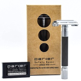 Parker 74R - Maquinilla de afeitar de doble filo con 5 cuchillas Parker Platino, para primavera de 2021 (gris grafito)