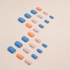 Press on Nails Short Square Blue Orange Fake Nails with