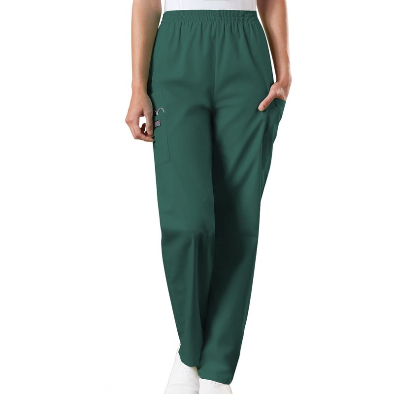 Cherokee Women's Workwear Elastic Waist Cargo Scrubs Pant, Hunter, 4X-Large