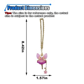 Bling Butterfly Wing Fairy Car Rear View Mirror Pendant, Crystal Rhinestone Mirror Hanging Ornament Car Rear View Mirror Charm, Car Decoration Accessories Lucky Presents for Women Girls(Pink)