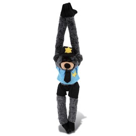DolliBu Black Bear with Long Arms Police Officer Plush Toy - Soft Black Bear Cop Stuffed Animal Dress Up with Cute Cop Uniform and Cap Outfit - Gift with Personalization - 21 Inches