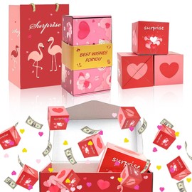 Ceeyoll Surprise Box Gift Box with 10 Folding Boxes, Creative Foldable Jumping Surprise Gift Box, Pop-Up Gift Box, for Weddings, Anniversaries, Christmas and More