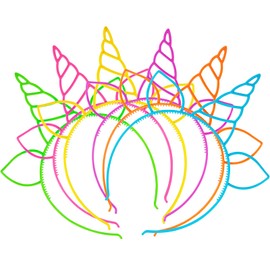 Zifengcer 6 Pcs Unicorn Headband for Girls Plastic Pastel Unicorn Hair Accessories Unicorn Theme Decoration for Birthday Cosplay Party Supplies