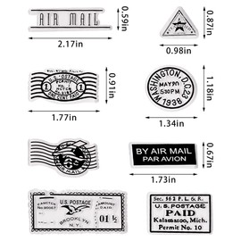 Mail Postmark Clear Stamps for Card Making Letter Stamp Pattern Clear Stamp Air Mail Words Transparent Silicone Stamps for DIY Scrapbooking Supplies Embossing Paper Card Album Decoration Craft