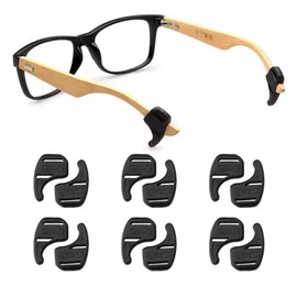 TORWOL Silicone Non-slip Glasses Ear Hook, Comfortable Elastic Glasses End Tips, Soft Ear Clip Eyewear Retainers for Glasses Sunglasses(6 pairs,Black)