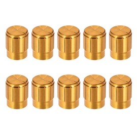 sourcing map 10pcs Potentiometer Knob Cover Cap Gold Tone Aluminum 6mm Shaft Dia. Rotary Knob 13mm Dia. X 17mm Height Volume Control Knob