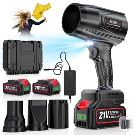 Leaf Blower Cordless Ecarke Portable Dust Cleaner, 800000RPM Handheld Brushless Turbo Jet Blower for Lawn Care, Patio Cleaning, Leaves with 2X 4.0Ah Battery, Charger, Storage Case Included