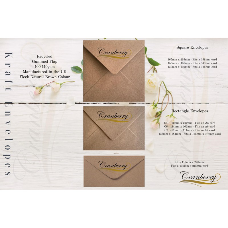6" x 6" Brown Kraft Envelopes x 100 Pack -