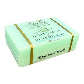 Grecian Goats Milk & Olive Oil Soap Bar 3-pack Egyptian Musk Scent: Handmade, All-Natural, Soap for Dry & Sensitive Skin, Anti-Aging, pH-Balanced, RSPO Sustainable - 6oz Bar