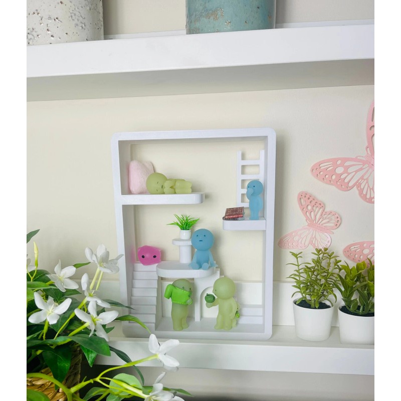 Smiski White Smiski House Display | Mini Figure Shelf Stand