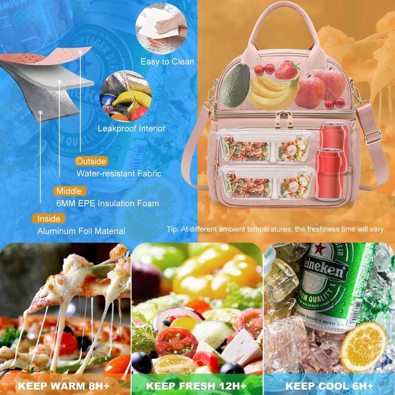 AIJIEKE Lunch Bag for Women, Work Lunch Box Insulated Lunch