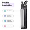 Konokyo Insulated Water Bottle with Straw,24oz 3 Lids Metal Bottles