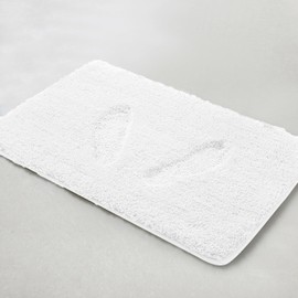 YHF Bathroom Rugs 24" X 47", Extra Thick & Soft Microfiber Shaggy, Machine Washable Bath Mats, Absorbent Bath Rugs, Non-slip Rubber Backing Bath Mat for Bathroom Floor, Tub and Shower, White