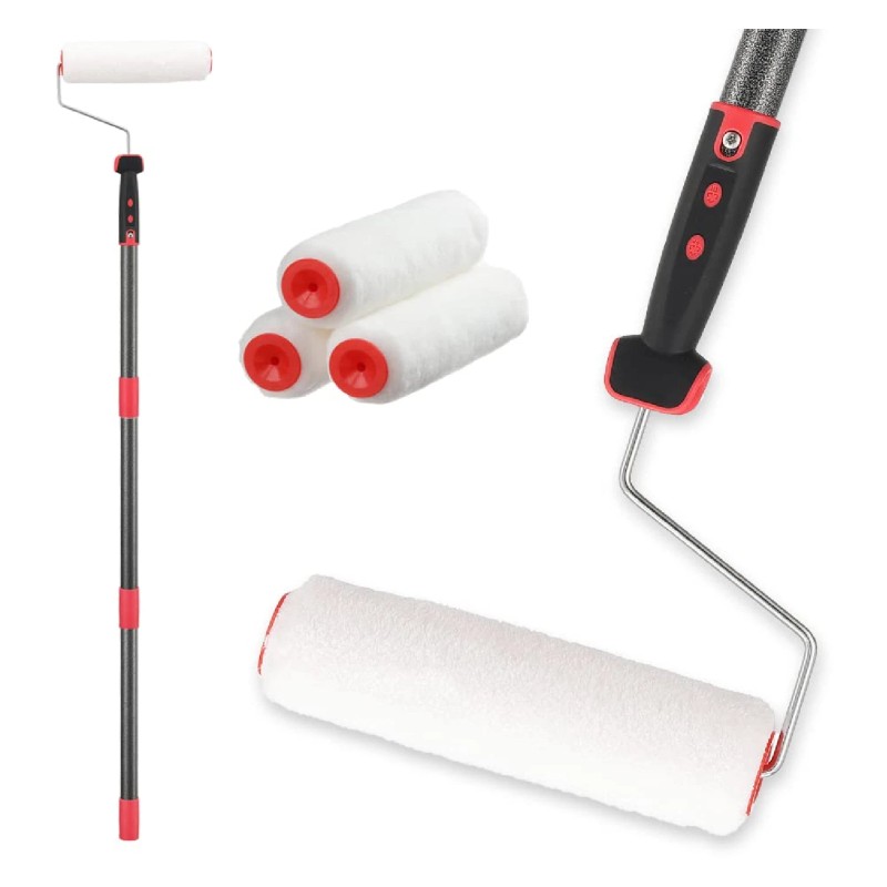 Nichcho 24"~48" long handle steel rod Painting Roller w/ 3-free