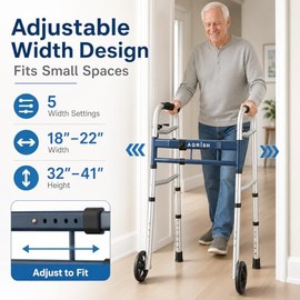 Agrish - Caminadores estrechos para personas mayores, caminadores estrechos de ancho ajustable para espacios pequeños, andador delgado pl...