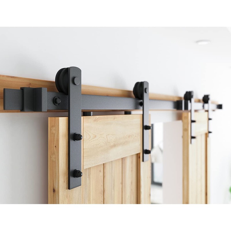 SMARTSTANDARD 9FT Heavy Duty Double Door Sliding Barn Door Hardware