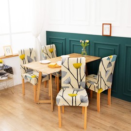 TOMMO Dining Room Chair Covers Set of 4, Stretch Removable Washable Spandex Dining Chair Slipcovers Protectors, Kitchen Chair Covers for Dining Room Party Hotel Ceremony Banquet (Warm dandelion)