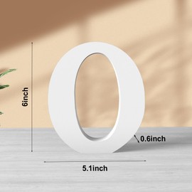 Zaruatu 6 Inch White Wood Letters Unfinished Wood Letters for Wall Decor Decorative Standing Letters White Block Letters for Wall Decoration for Craft Home Party Projects (O)