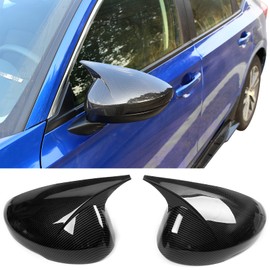 IKON MOTORSPORTS, Mirror Cover Compatible With 2022-2025 Honda Civic Sedan Hatchback Touring TR, Horns Style Carbon Fiber Print ABS Plastic Rear View Side Mirror Cover Cap Trim 2PCS