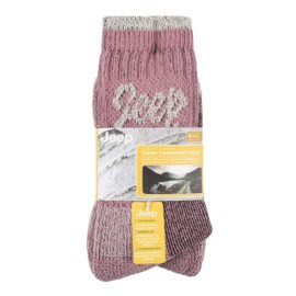 TERRAIN JEEP 3 Pairs Cotton Walking Hiking Socks for Ladies - Padded Breathable Anti Blister Athletic Outdoor Performance Trekking Crew Socks for Women Pink/Cream 4-7