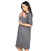 MijaCulture 3-in-1 Birth Dress Nursing Nightdress Maternity Nightdress 4128, Graphite