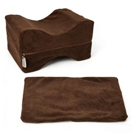 Knee Pillow Cover with Zipper, 10"x8"x6" Replacement Leg Pillow Case No-Pilling Velvet & Machine Washable, Knee Pillow Case Plush Soft Brown Leg Pillow Cover for Contour Support from