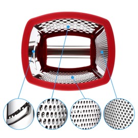 Spring Chef Professional Cheese Grater - Stainless Steel 4 Sided Box Grater for Kitchen, XL Size - Perfect Shredder for Parmesan Cheese, Carrot, Potato, Ginger - Dishwasher Safe - Red