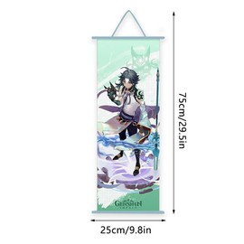 Ubephant Genshin Impact Poster, Genshin Impact Scroll Picture, 70 x 25 cm, Genshin Manga Poster, Fabric Poster for Wall Decoration, Genshin Scroll Picture, Anime Poster, for Wall Decoration, Room