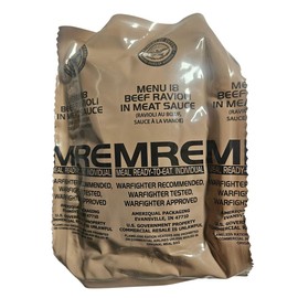 Genuine USGI MRE [Meal, Ready to Eat] Inspection Date 01/2026 or Newer [New Packaging] - You Choose Menu Ration with Entree, Snacks, Dessert, Drink Mix, Utensils, Condiments and FRH. (Beef Ravioli)