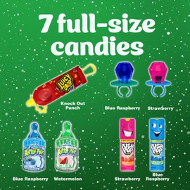 Christmas Candy Variety Pack Bag, 7 Ct Individually Wrapped Lollipops, Ring Pop, Push Pop, Baby Bottle Pop & Juicy Drop, Birthday Party Favors, Stocking Stuffers, Christmas Candy Bowls, Kids Gifts