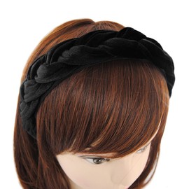 axy Traditional Headband Braided for Dirndl Velvet Braided Look Women's Headband Hair Accessories Hair Band Hairband HRZ3 (Black)