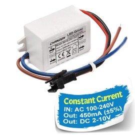 Chanzon LED Driver 450mA (Constant Current Output) 2V-10V (Input 100-240V AC-DC) (1-3) x2W Power Supply 450 mA Lighting Transformer Drivers for High Power COB Light Lamp Bulb (Plastic Case)