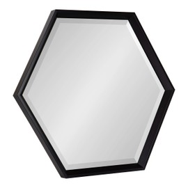 Kate and Laurel Calter Modern Hexagon Framed Wall Mirror, 22 x 26, Black, Chic Indie Room Decor for Wall