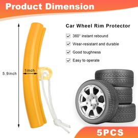 KVAEY 5 PCS Car Tire Changing Rim Protector, Flexible Anti-Scratch Fixing Tyre Rim Protective Cover, Perfect Arc Fit Wheel Changing Rim Edge Savers for Cars SUVs Motorcycle (Yellow)