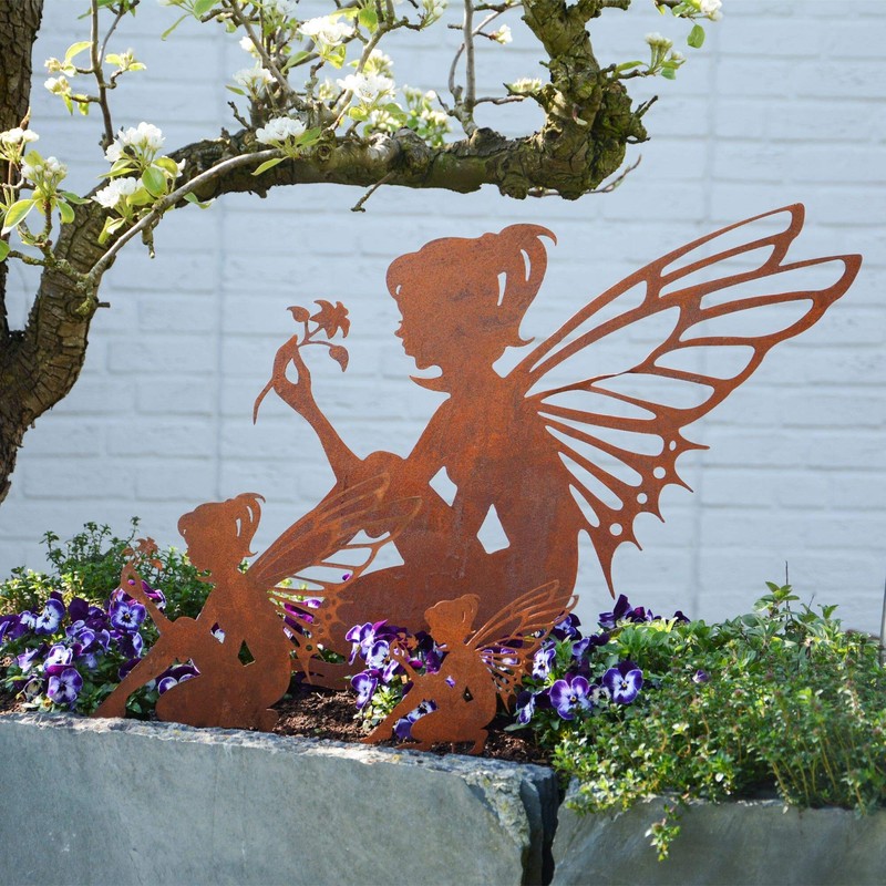 UNUS Zinc Elf Sitting Small, Garden Decoration Rust Look, Garden