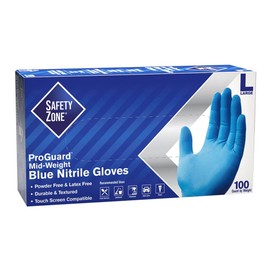 Safety Zone GNPR-LG-1M Nitrile Glove, PF, 3.7mil, Blue, L