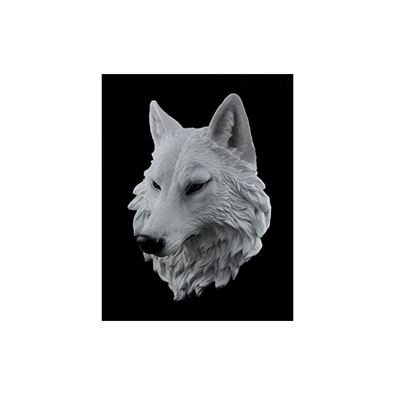 Zeckos White Arctic Wolf Head Wall Mount Sculpture