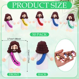 WWmily 50 Pcs Mini Jesus Figures Jesus Loves You Religious Tiny Jesus Cute Doll to Hide and Seek Church Favors for Sunday School Baptism Activities Party Supplies