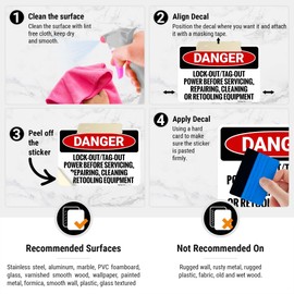 Lockout Tagout Power Before Servicing Repairing Cleaning Or Retooling Equipment OSHA Sign, 10x7 Inches, 4 Mil Vinyl Decal Stickers Weather Resistant, Made in USA