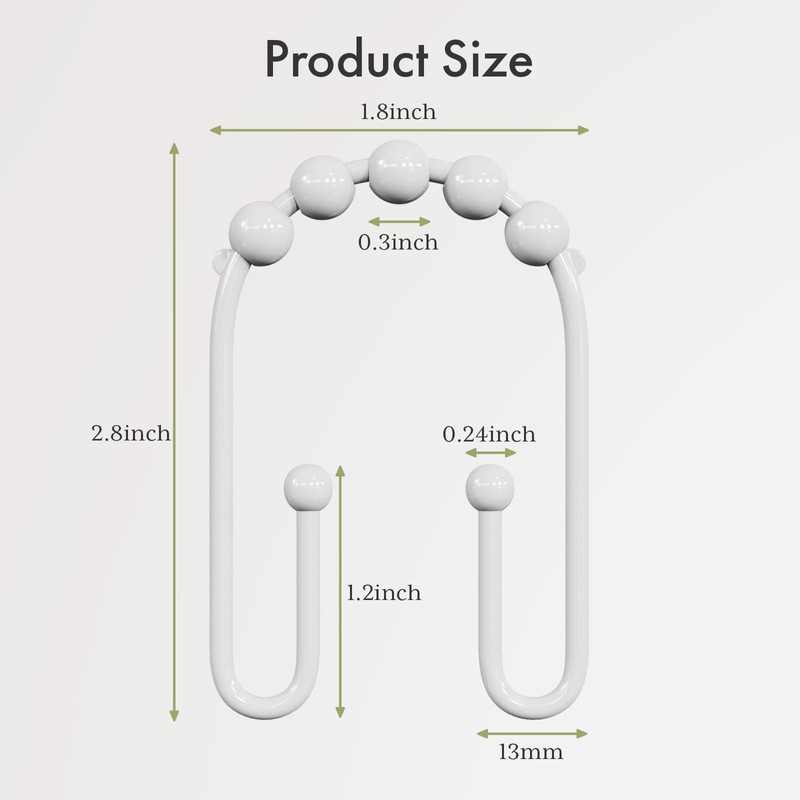 AmazerBath Shower Curtain Hooks White Metal Shower Curtain Rings Rust