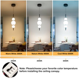 Modern Pendant Lights, Globe Pendant Lights with white Glass,Dimmable Black Pendant Light Fixtures,Adjustable Indoor Hanging Light Fixture for Kitchen Island, Dining Room,bedroom,15W,3000K-6000K