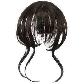 Priscilla TFX-106-TBK Fluffy Hand Planted Whole Bangs Wig, Nuance Curl Bangs, Heat Resistant, Black