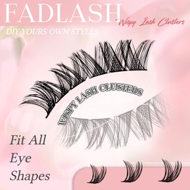 FADLASH Lash Clusters Natural Eyelash Clusters 10-16mm DIY D Curl Cluster Eyelash Extensions Individual Waterproof Lashes with Soft Thin Band for Self Use (YS01, 10-16mm)