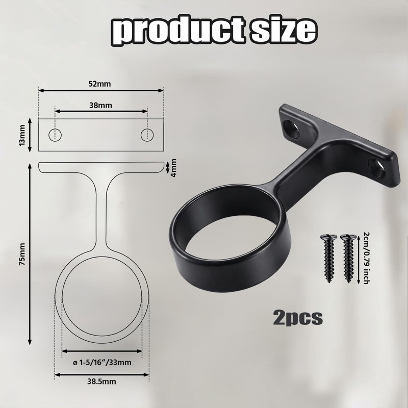 2 Pcs 1 5/16 Inch Diameter Round Wardrobe Closet Rod
