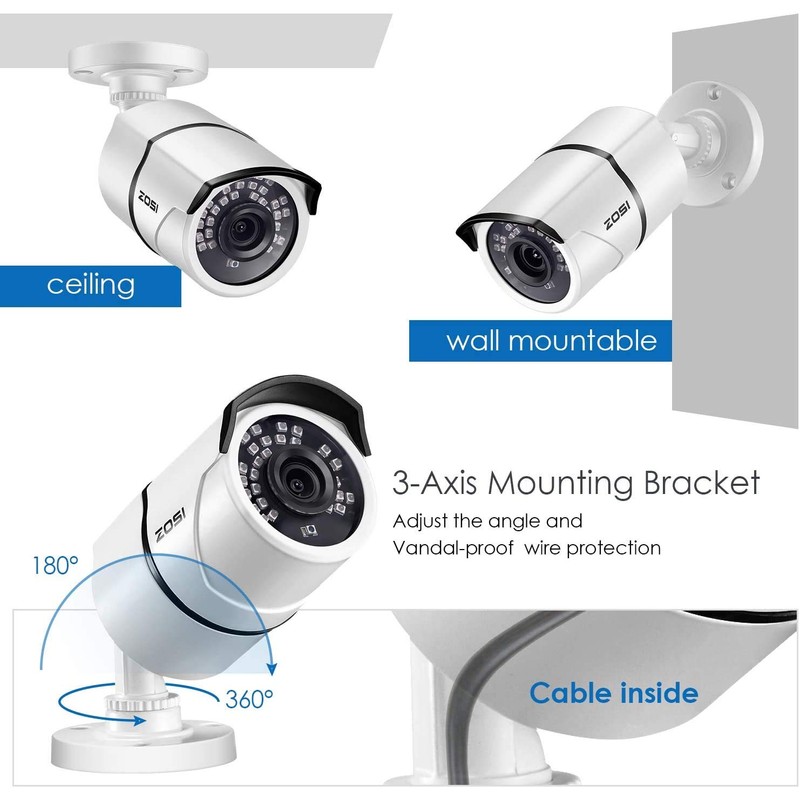 ZOSI 5.0MP TVI Security Camera-Super HD Bullet Waterproof CCTV BNC