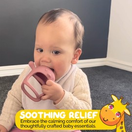 Teether Toy Teether with Handle Never Drop Newborn Toys Wrist Wearable Baby Teether - Little Chick in Pink Pacifier by Muqee Peeko's Baby Teething Pacifiers