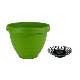 The HC Companies 10 Inch Rings Planter with Self Watering Disk - Lightweight Indoor Outdoor Plastic Plant Pot for Herbs and Flowers, Green (Pack of 2)
